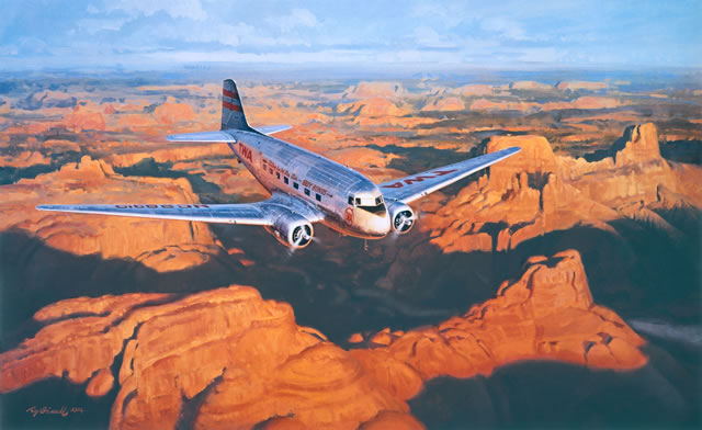 "Heading West" - Roy Grinnell - DC-3 Aviation Art